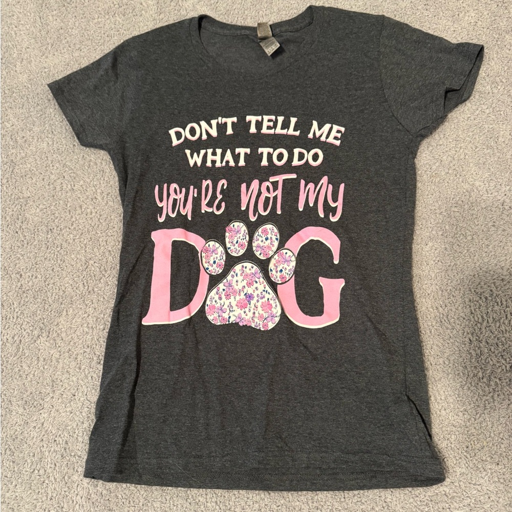 Gildan Charcoal and Pink Dog Graphic Tee
